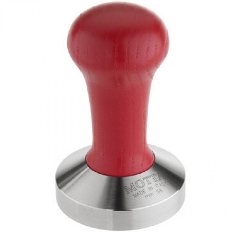 Tamper s plochým dnem MOTTA Colour Red Wood And Stainless Steel Flat Pressing Area více variant ø