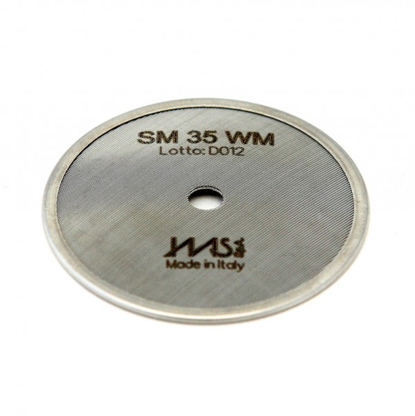 IMS SM 35 WM precizní sítko sprchy hlavy kávovaru ø 48 mm se středovým otvorem 5mm, 80 otvorů ø 2mm, Aisi 304 Stainless Steel, Food Safe Certified, integrovaná membrána 35 µM