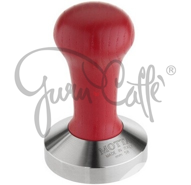 Tamper s plochým dnem MOTTA Colour Red Wood And Stainless Steel Flat Pressing Area ø 53 mm